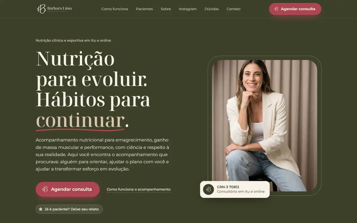 Topo do site de Bárbara Lima
