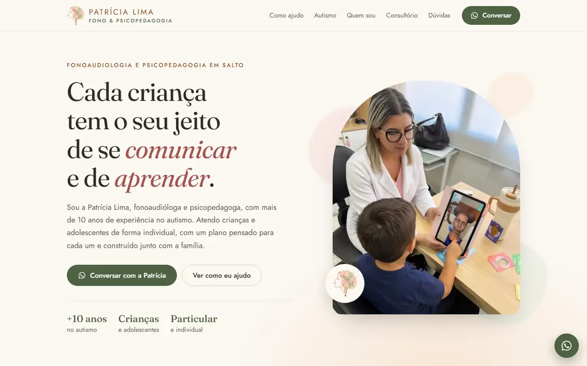 Topo do site de Patrícia Lima