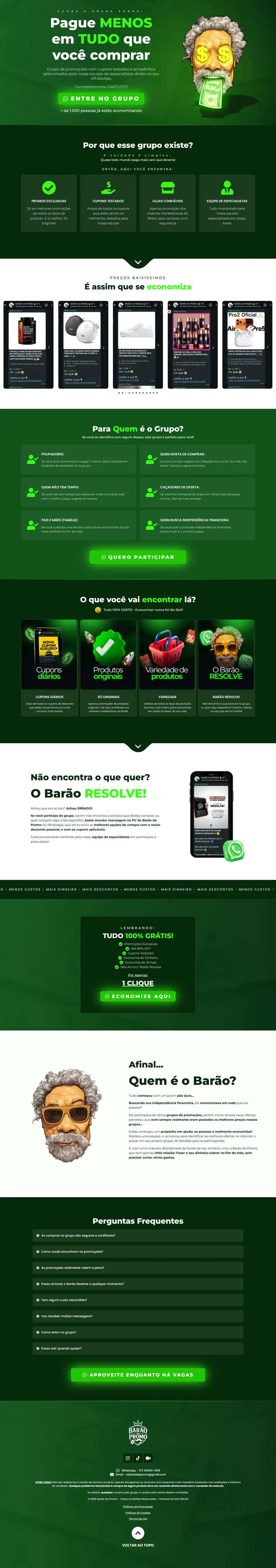 O site de Barão da Promo no computador