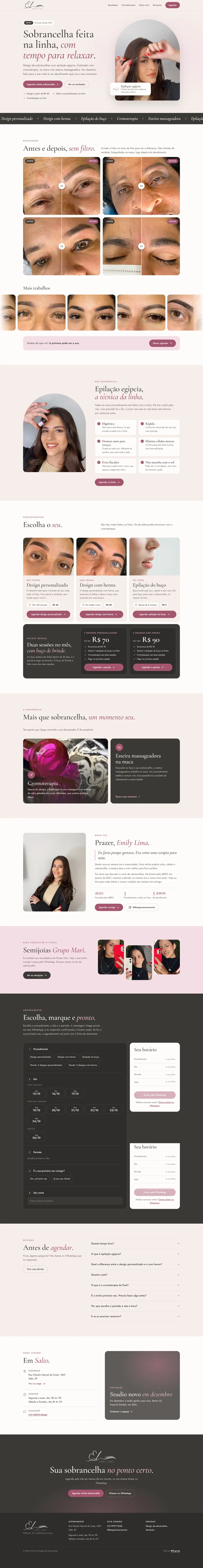 O site de Emily Lima no computador