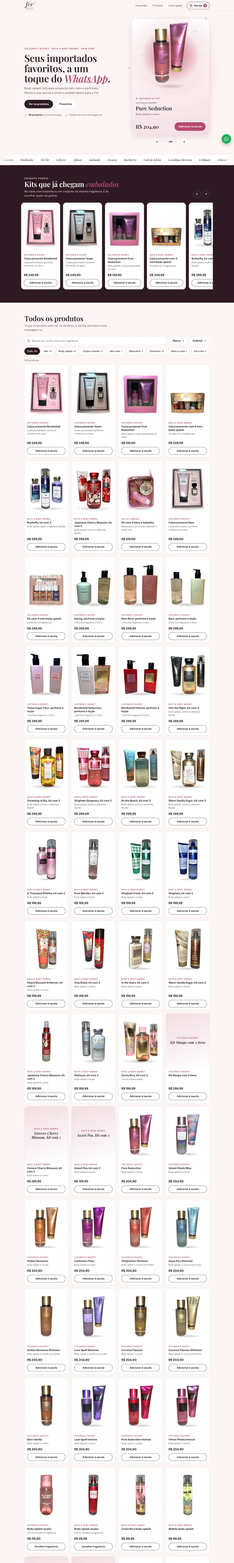O site de Fer Importados no computador