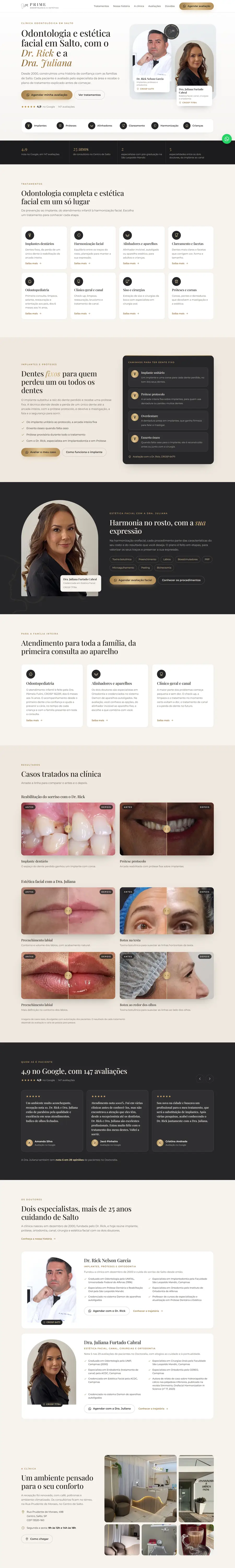 O site de Prime Odontologia no computador